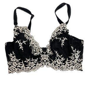 Wacoal Embrace Lace Black & Cream Floral Underwire Bra Style 65191 - Size 36DD